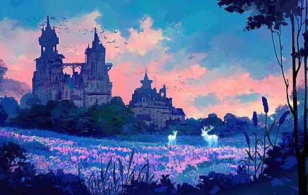 热门AI艺术 艺术状态 鹿 粉笔 天空 云 图稿 电脑 高清壁纸 3840×2160