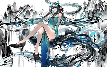 精选动漫 动漫女孩 高跟鞋 武士 中国服饰 黄昏 艺术作品 电脑 高清壁纸 4096×2866