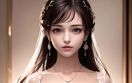 精选长发 艺术 连衣裙 项链 耳环 珠宝 电脑 4K壁纸 4096×2560