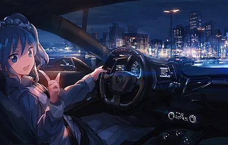 汽车内饰 汽车 城市 城市灯光 驾驶 电脑 4K高清壁纸 3840×2160