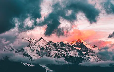 超清山 云 冬天 自然 景观 日落 电脑 壁纸 4000×2250