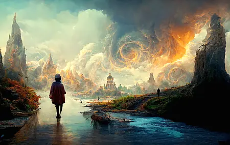 热门AI艺术 风景 概念艺术 幻想岛 城堡 艺术 电脑 高清壁纸 4096×2304