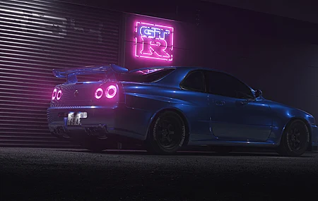 绚丽汽车 车辆 霓虹灯 发光 灯光 夜晚 概念车 日产 电脑 壁纸 3840×2160