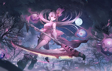 来自地下的红花 宇基王 动漫 动漫女孩 武器 月亮 镰刀 电脑 壁纸 4000×2251