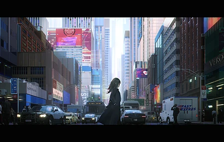 新奇 动漫 动漫女孩 城市 电脑 高清壁纸 5000×2872