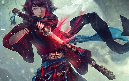 绚丽女性 亚洲 武士 奇幻艺术 电脑 桌面壁纸 3840×2400