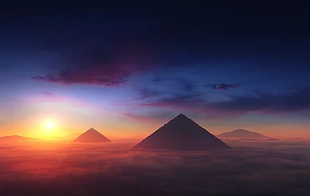云彩 日落 金字塔 太阳 电脑 无水印壁纸 3840×2160