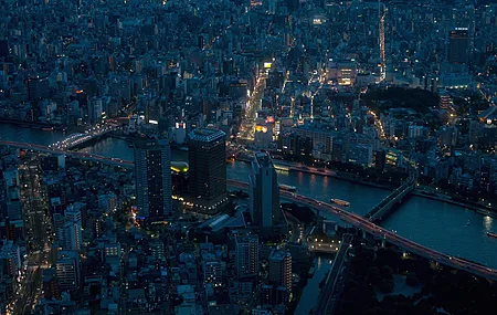 城市 交通 河流 路灯 鸟瞰 亚洲 城市景观 电脑 4K高清壁纸 6880×2880