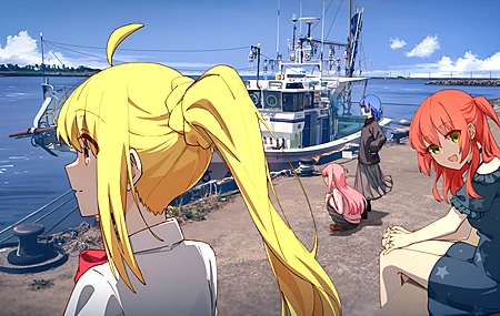 精选微笑 海 船 动漫 动漫女孩 码头 电脑 高清壁纸 3840×2160
