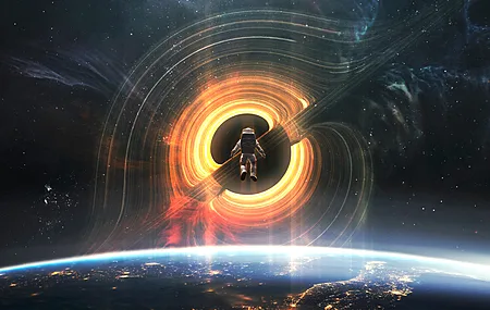 热门宇航员 AI艺术 图片 插图 空间艺术 伽利 行星 黑洞 地球 电脑 壁纸 3840×2400