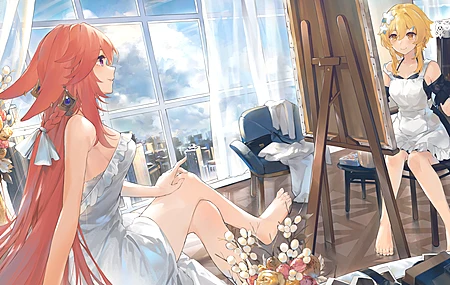 图片 原神 绘画 动漫 动漫女孩 鲜花 电脑 4K高清壁纸 6221×3196