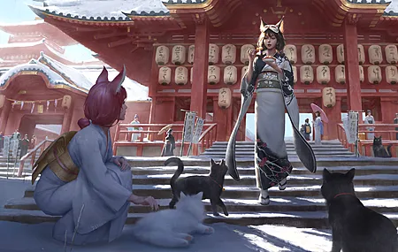 经典女性 亚洲 幻想艺术 建筑 亚洲建筑 传统服装 电脑 4K壁纸 3840×2160