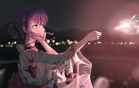 唯美动漫 动漫女孩 闪闪发光 连衣裙 夜晚 服装 电脑 桌面壁纸 5095×2894