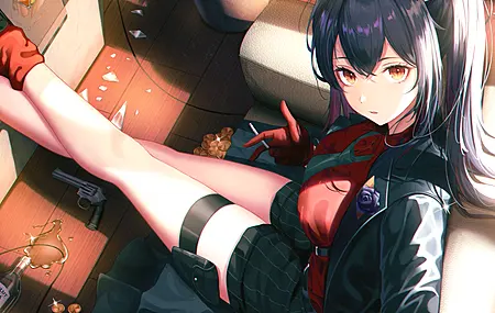 热门动漫 动漫女孩 明日方舟 茶 凌乱 碎玻璃 伏特加 电脑 高清壁纸 4096×3420