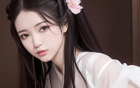 女人 亚洲人 头发上的花 艺术 电脑 手机壁纸 6144×4096