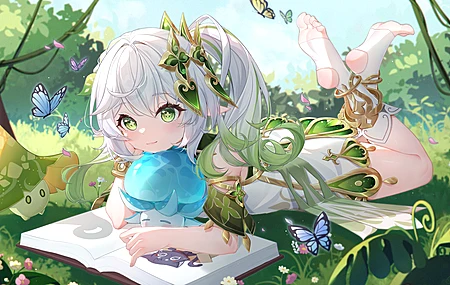 白发 马尾辫 侧马尾辫 绿色眼睛 精灵女孩 电脑 壁纸 4291×2777
