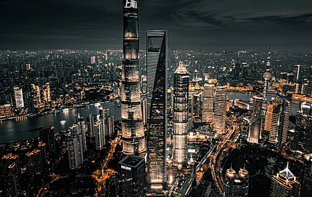 精选城市 夜晚 灯光 摩天大楼 建筑 景观 上海 电脑 4K壁纸 3840×2400