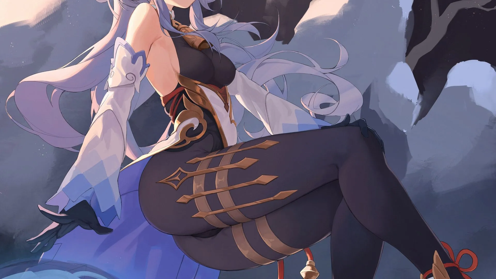 精选原神 紧身衣 漂浮 棕色眼睛 赣语 号角 动漫女孩 手机 壁纸 4242×6000