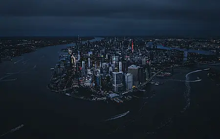 纽约市 城市 建筑 船 夜晚 电脑 高清壁纸 3860×2573