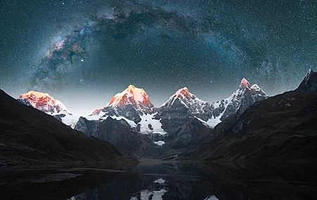 经典山 天空 星星 雪 夜 夜景 自然 电脑 4K壁纸 3840×2160
