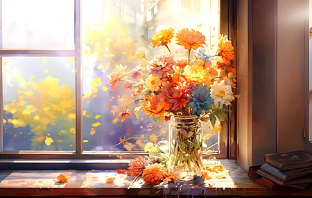 阳光 鲜花 窗户 室内 艺术 电脑 壁纸 3840×2160