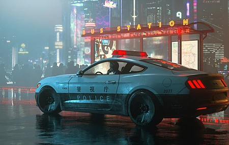 汽车 车辆 亚洲 科幻小说 夜晚 城市景观 福特 福特野马 电脑 桌面壁纸 3840×2160