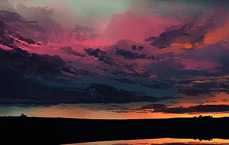 优雅 图片 AI艺术 日落 云 数字绘画 天空 太阳 风景 电脑 4K高清壁纸 5640×2400