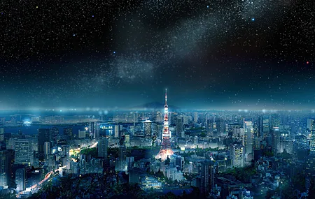 城市 城市景观 夜空 空间 亚洲 蓝色 电脑 桌面壁纸 3840×2160