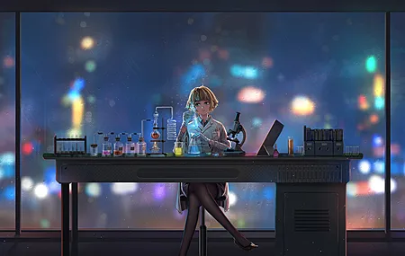 热门艺术家 原创人物 女性 波波头发型 钝刘海 坐着 黑发 电脑 高清壁纸 3840×2160