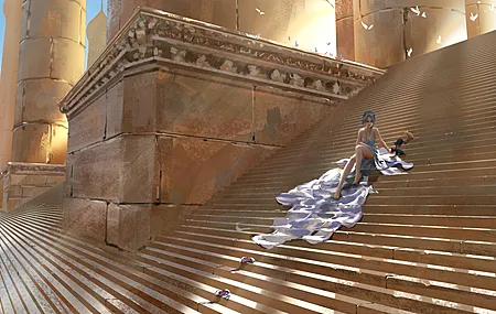 超清奇幻女孩 腿 赤脚 楼梯 电脑 壁纸 5552×3190