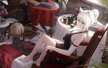 狐狸耳朵 狐耳 绿色眼睛 白发 动漫 动漫女孩 狐狸少女 电脑 高清壁纸 5000×2800