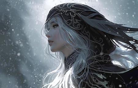 女人 长发 幻想女孩 看向别处 AI艺术 电脑 壁纸 3840×2160