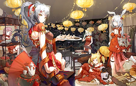动漫 动漫女孩 猫耳 连衣裙 电脑 壁纸 5760×3240