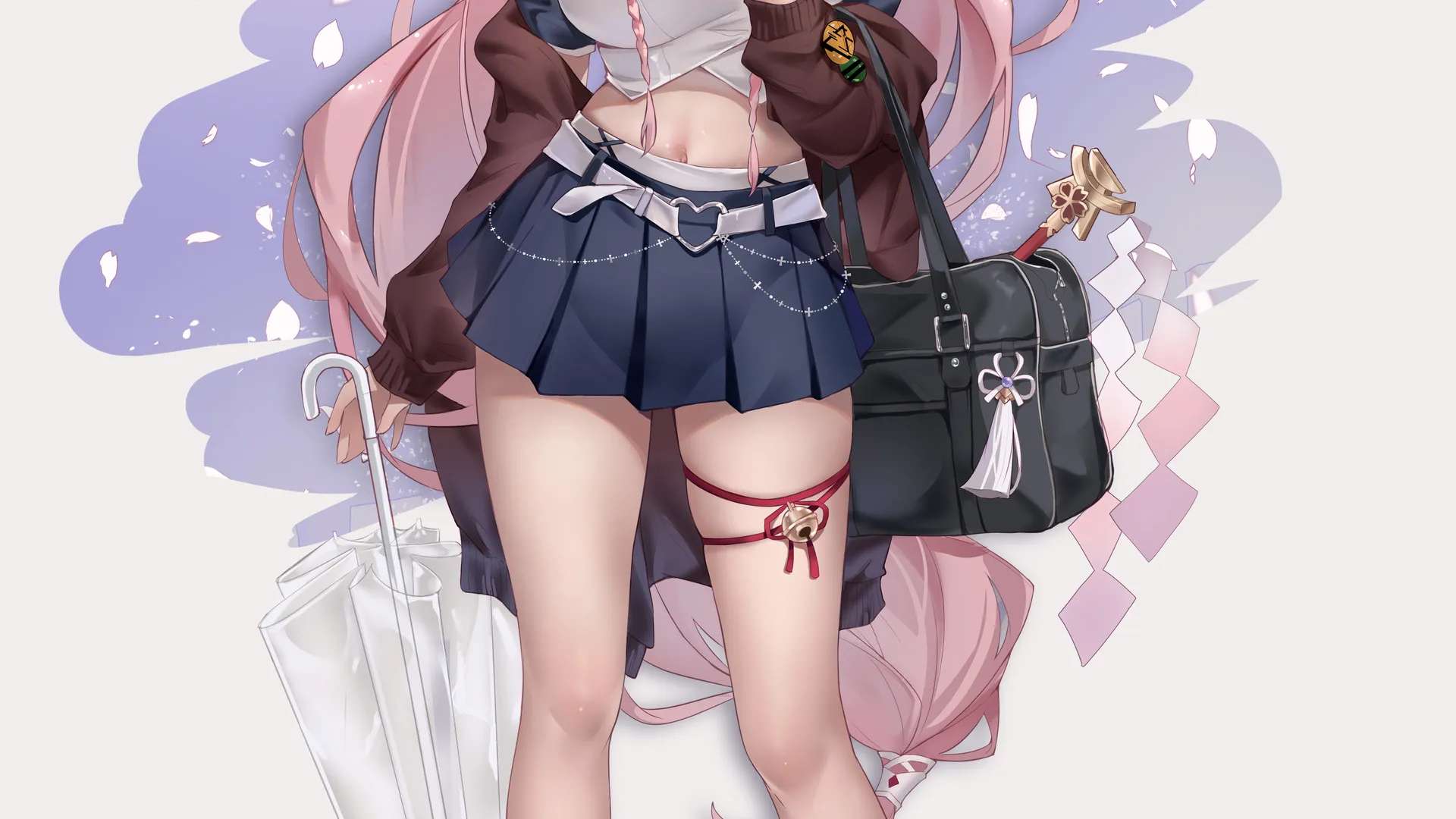 绚丽原神 粉色头发 动漫 动漫女孩 紫色眼睛 雨伞 手机 壁纸 5000×7200