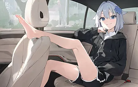 热门脚 赤脚 动漫 动漫女孩 短裤 猫耳 汽车 电脑 高清壁纸 4096×2521
