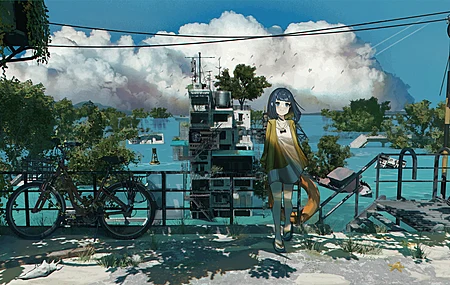 精选AI艺术 数字绘画 插图 动漫女孩 云 环境 风景 街道 电脑 4K壁纸 8951×4212