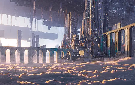 插图 城市 建筑 桥梁 乌托邦 云 幻想艺术 电脑 壁纸 3840×2160