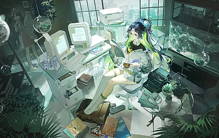 动漫 动漫女孩 电脑 房间 壁纸 7890×4093