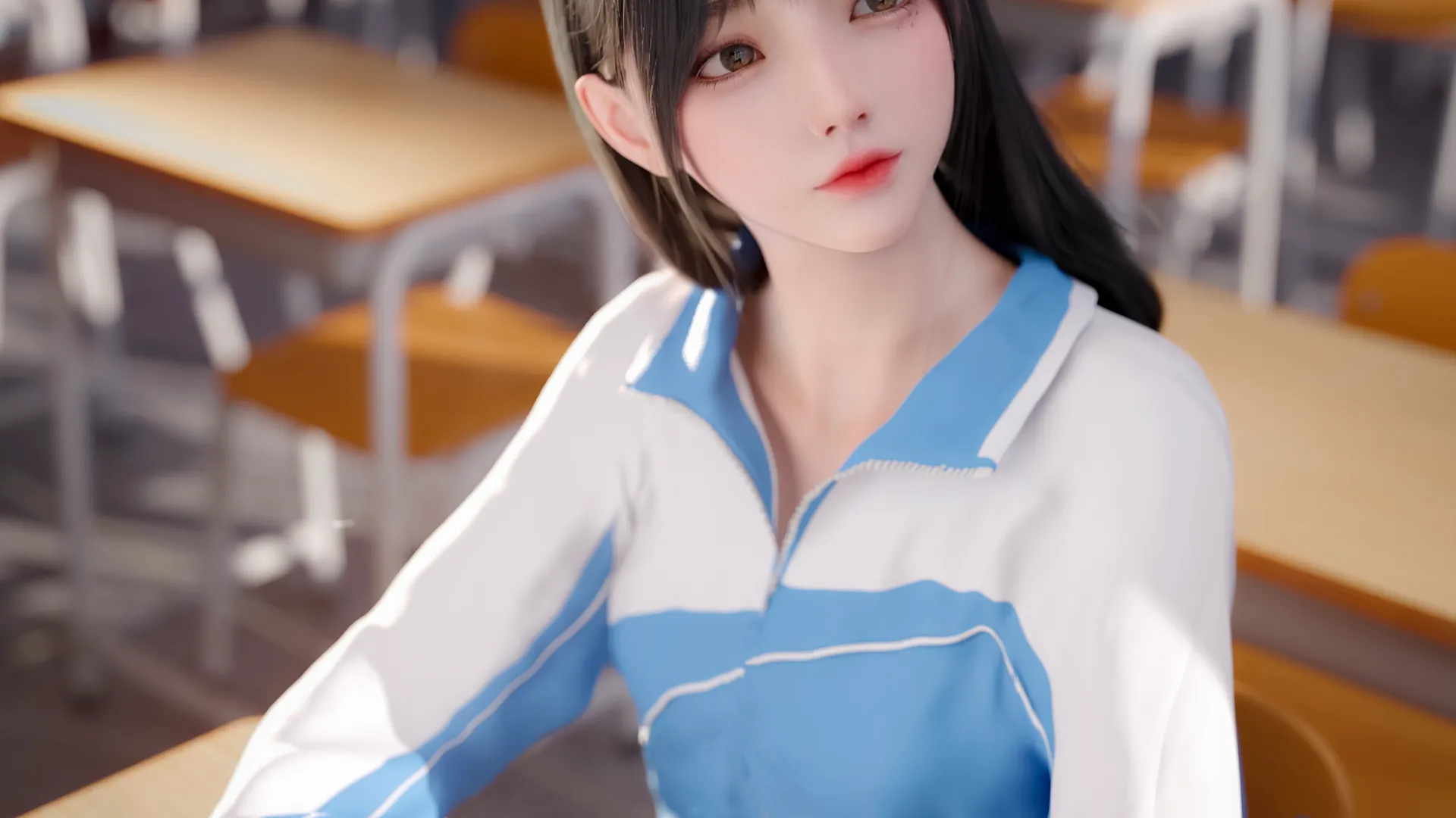 亚洲 幸运 AI艺术 黑发 教室 无水印壁纸 3840×3840