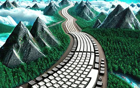 艺术 绘画 风景 山脉 森林 超现实 键盘 电脑 4K高清壁纸 3840×2160
