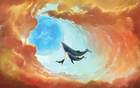 唯美奇幻艺术 鲸鱼 AI艺术 电脑 桌面壁纸 3840×2160