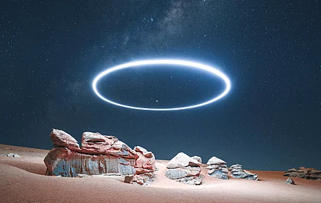 星星 岩石 空间 自然 摄影 灯光 沙子 电脑 4K高清壁纸 7680×4320