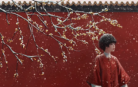 绚丽女子 雪地 亚洲服装 中国 电脑 高清壁纸 4200×2386