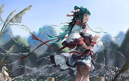 高清女人 奇幻女孩 AI艺术 奇幻艺术 水 模糊 五行雾山 电脑 桌面壁纸 7680×4320
