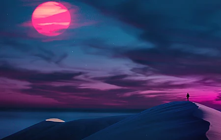 热门紫色天空 日落 风景 沙漠 云 AI艺术 太阳 电脑 壁纸 3840×2160
