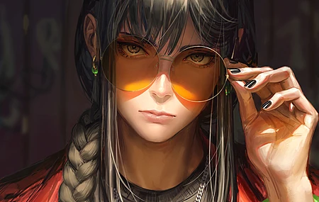 长发 妇女 辫子 彩绘指甲 太阳镜 耳环 电脑 壁纸 5000×3125