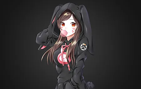守望 深色头发 泡泡糖 兔耳朵 尾巴 电脑 4K高清壁纸 3840×2160