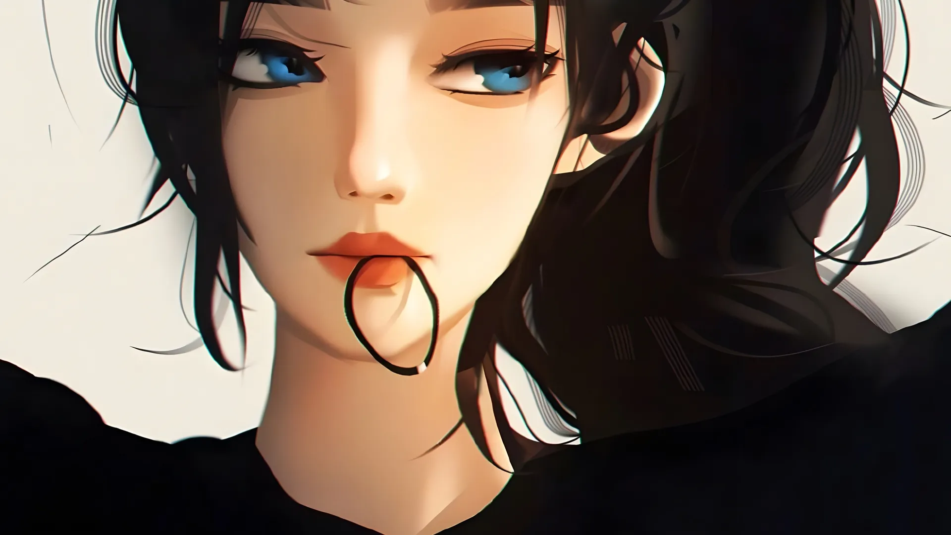 蓝眼睛 动漫 动漫女孩 黑发 手机 4K壁纸 4096×5456