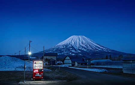 唯美大桥英治 富士山 自动售货机 风景 夜间 电脑 壁纸 4000×2250