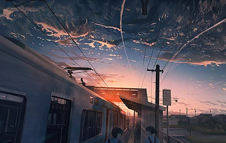 热门日落 天空 火车 云 动漫 电力线 栅栏 车辆 电脑 4K壁纸 3840×2160